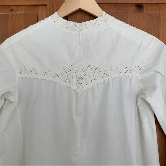 Edwardian White Cotton button up dress Embroidered - Picture 14 of 16